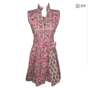Floral Pink and Green Mini Dress sue sartor